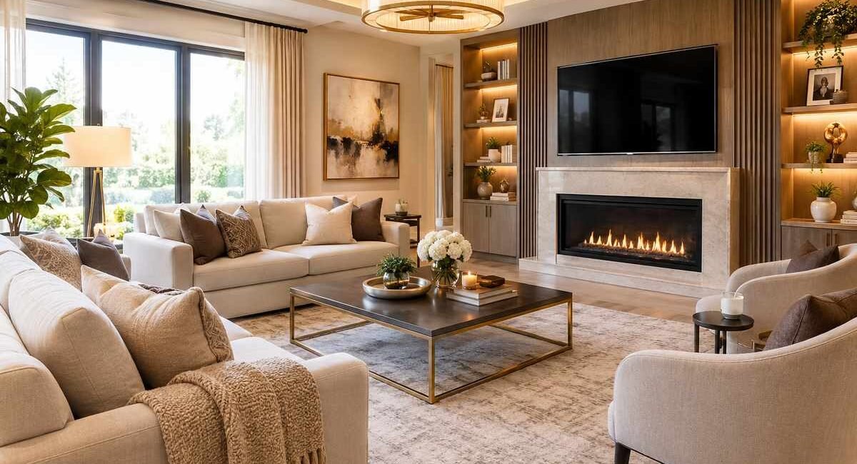 Luxury living room with elegant furniture and modern decor