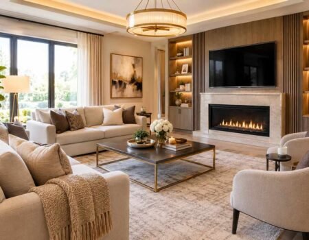 Luxury living room with elegant furniture and modern decor