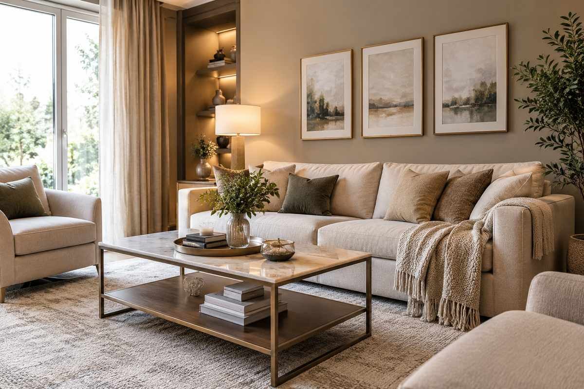 Elegant living room with a refined neutral color palette